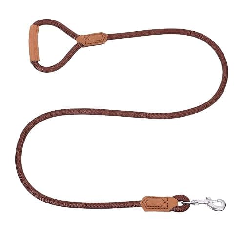 Mile High Life | Premium Leather Dog Leash | Strong Rope Leash | Leather Handle | Zinc Alloy Strong Clasp | Small Medium Large Dogs | 4/5/6 Feet(Dark Brown, 72 Inch (Pack of 1)) thumbnail 5