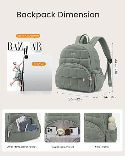 LOVEVOOK Small Backpack Purse for Women, Mini Puffer Backpack with Anti-theft Pocket, Lightweight Quilted Casual Daypack for Daily Work & Travel thumbnail 5
