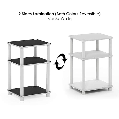 Furinno JUST Side Table, 3-Tier End Table, Open Shelves Night Stand, Bedside Table, Toolless Assembly, for Living Room, Bedroom, Bathroom, White(Espresso) thumbnail 4