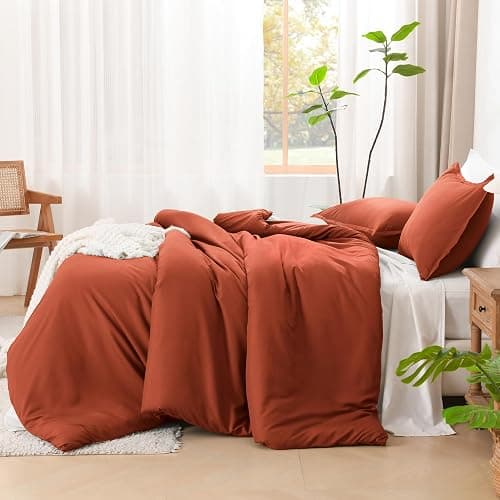 Litanika Burnt Orange Twin/Twin XL Comforter Set, 2 Pieces Solid Terracotta Lightweight Bedding Comforter Set, Rust Fluffy Quilted Blanket Set (66x90In Comforter & 1 Pillowcase) thumbnail 5