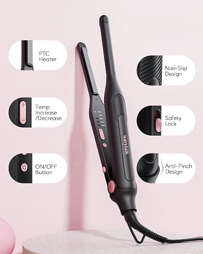 Wavytalk 3/10" Small Flat Iron, Pencil Flat Iron for Short Hair, Pixie Cut and Bangs, Curling Iron for Short Hair, Mini Hair Straightener for Edges with Anti-Pinch Design, Tiny Hair Straightener thumbnail 7
