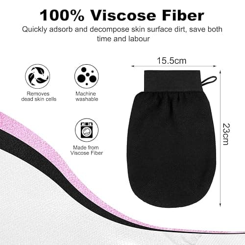 URAQT Exfoliating Gloves, 3 Pack Body Scrub Glove Bath SPA Exfoliating Mitts, Dual-Sided Deep Clean Exfoliation Scrubbing Mitt, Dead Skin Remover Glove Deep Body Scrubber（Black） thumbnail 2