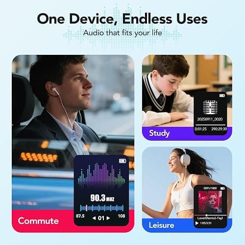 AGPTEK A02PL 64GB MP3 Player, 65 Hours Playback Music Player, Black | Lossless Sound, Supports up to 128GB thumbnail 8