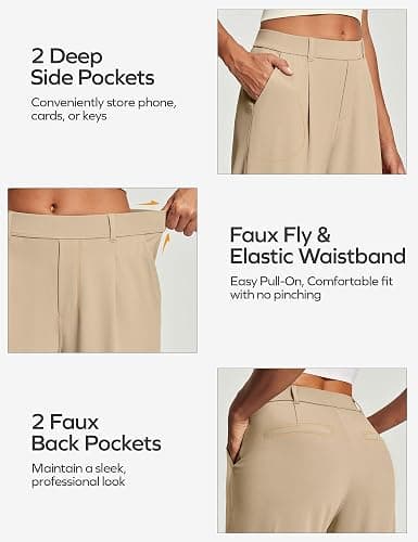 Ewedoos Womens Dress Pants Wide Leg Stretchy Work Pants Women Pull On Business Casual Trousers Slacks for Women thumbnail 4
