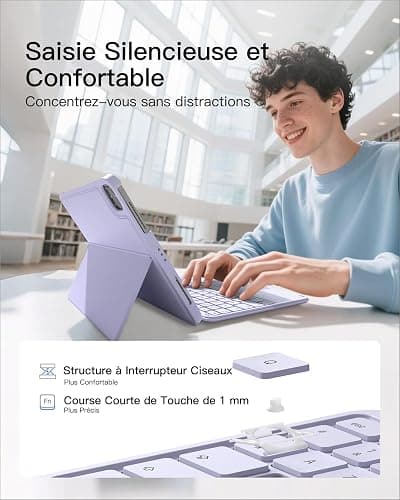 Inateck Coque Clavier pour iPad 11e/10e Gén, pour iPad 10e (10,9")/11e (2025 A16), Air 11" M3/M2, Air 6/5/4e, Pro 11 4e-1re, Clavier Ultraléger Détachable avec Pavé Tactile, Violets AceTouch thumbnail 6