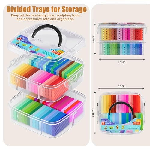 Polymer Clay 51 Colors, CiaraQ Modeling Clay for Kids, Oven Bake Clay with Sculpting Tools, Non Toxic, Ideal for Sculpture, Crafting, DIY Projects. (Assorted Colors, 0.7oz/Colors) thumbnail 3