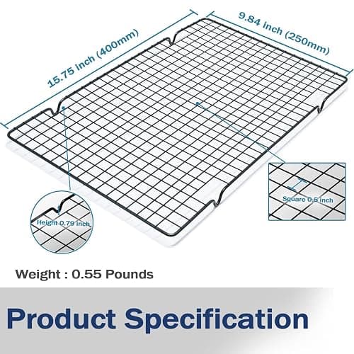 VNIMTI 2 Pack Cooling Rack for Baking Cooking, 16" x 10" Squares Wire Racks | Small, Squares Grids, Oven Safe Cookie Cooling Rack, Roasting, Grilling, Drying thumbnail 2