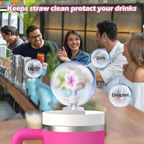 GLAMFIELDS Straw Covers Cap for Stanley Cup 30-40 oz,Straw Toppers for Stanley Tumblers with handle 10mm 0.4in Silicone Accessories Dust-Proof, Protectors, 5 Pack thumbnail 5