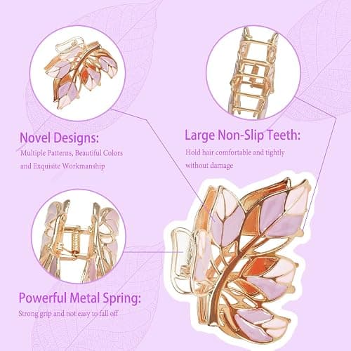 Yonchic 3-Piece Floral Metal Hair Accessories in 3 Colors: Barrettes, Claws, and Clips for Thin to Thick Hair - Elegant, Strong Hold, and Non-Slip thumbnail 4