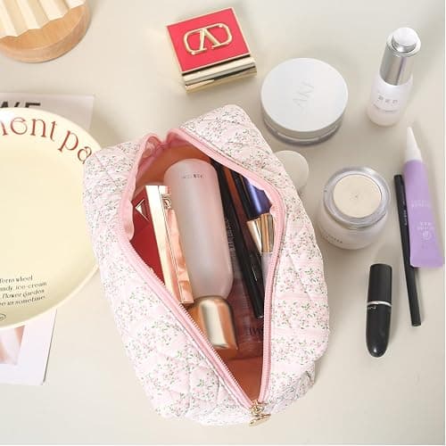 Suweiyuanshiyi Floral Makeup Bag,Multi-Functional Coquette Cosmetic Bag,Soft Fuzzy Cosmetic Pouch Puffy Travel Toiletry Bag,Aesthetic Makeup Brushes Storage Bag for Women Girls Girlfriends thumbnail 5