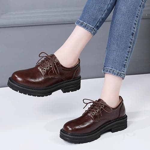 TKKAE Oxford Shoes for Women Women's Oxford Shoes Platform Oxfords for Women Women's Classic Lace Up Loafers Comfortable Dress Business Casual Work Office Oxfords Shoe for Ladies thumbnail 3