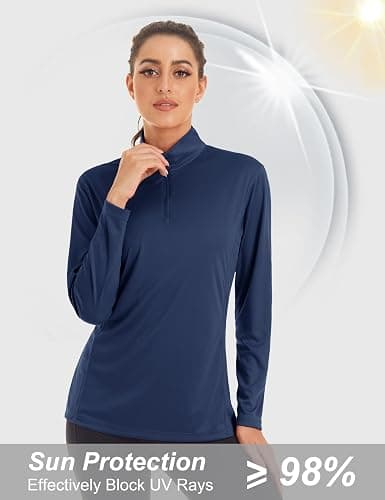 MAGCOMSEN Women's Shirts Long Sleeve 1/4 Zip UPF50+ UV Sun Protection Quick Dry Workout Hiking Athletic Shirts Rash Guard thumbnail 3