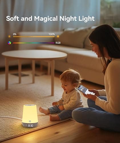 Dreamegg Sound Machine Baby - White Noise Sound Machine Baby With Night Light, Ok to Wake Alarm Clock, 34 Soothing Sounds, Sleep Trainer, Routine Builder, App Control for Kids Nursery Sleeping Bedroom thumbnail 4