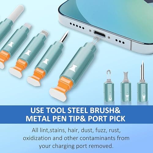 Ordilend for iPhone Cleaning Kit for Charging Port Cleaner, Multi-Tool iPhone Cleaner Repair Lightning Cable, Cell Phone Cleaning Kit for iPad, Connector, Speaker, Airpod with Storage Case, Mint thumbnail 3