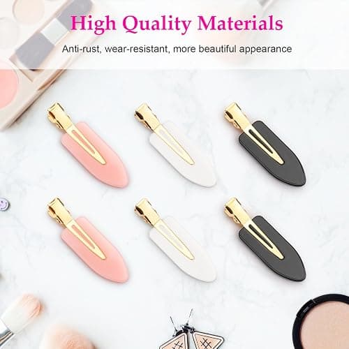 D 6 Pcs Creaseless Hair Clips No bend No Crease Hair Clip Makeup Clips for Women and Girls Flat Hair Clips for Hairstyling Salon Golden Handle thumbnail 3