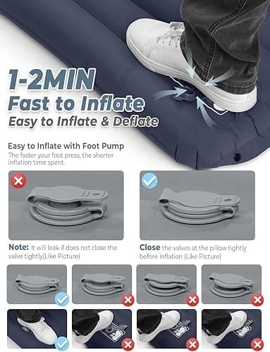 YISSVIC Sleeping Pad for Camping Mattress with Pillow Inflatable Ultralight Air Mattress Camping Mat for Backpacking, Traveling, Hiking - Blue thumbnail 5