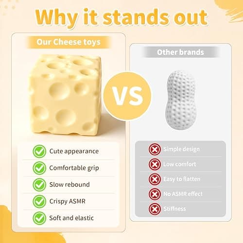 Crunchy Cheese Squishy Asmr Bead Filled, Slow Rising Stress Relief Ball | for Adult Stress Anxiety Relief, Gift for Birthday Party Favors 1pc thumbnail 3