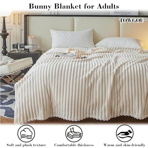 Bunny Blanket for Women, Faux Rabbit Fur Throw Blanket for Couch, Fluffy Warm Plush Thick Bubble Blanket for Bed Sofa Living Room, Soft Cozy Furry Blankets (Dark Grey,120x200cm/47x79inch) thumbnail 2