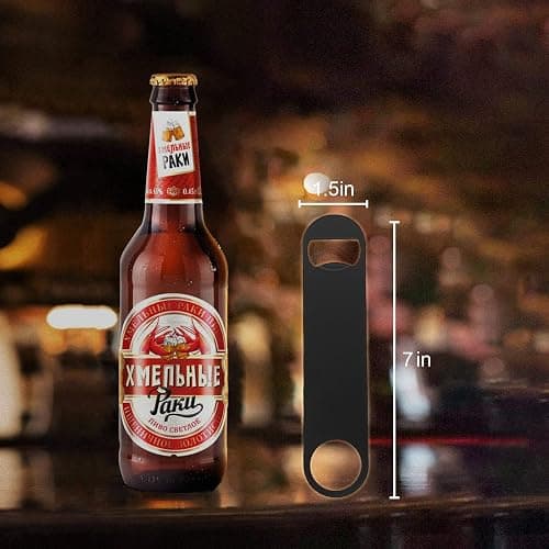 KTOJOY 4 PACK Stainless Steel Flat Bottle Opener, Beer Bottle Opener, 7inch, with Exquisite Packaging, for Kitchen, Bar or Restaurant, Black, thumbnail 2
