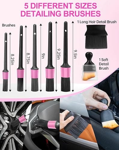 THINKWORK Car Cleaning Kit with Vacuum,Deep Cleaning for Interior Detailing | 7600PA High Power Corded Handheld Vacuum,Windshield Cleaner Tool, Detailing Brush Set,22Pcs Pink Accessories,Gift for Women thumbnail 6