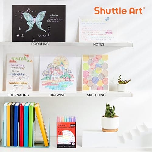 Shuttle Art Colored Retractable Gel Pens, 8 Pastel Ink Colors, Cute Pens 0.5mm Fine Point Quick Drying for Writing Drawing Journaling Note Taking School Office Home thumbnail 6