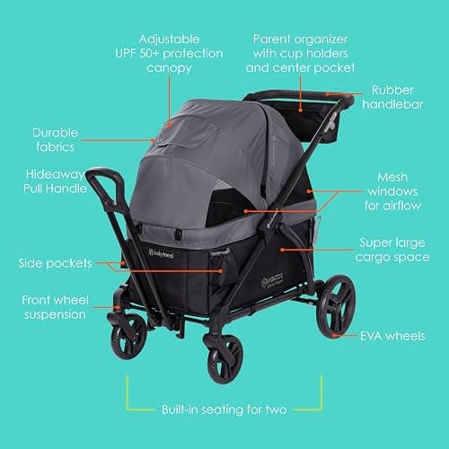 Open Box Baby Trend Navigator 2-in-1 Stroller Wagon, Dash Black thumbnail 3