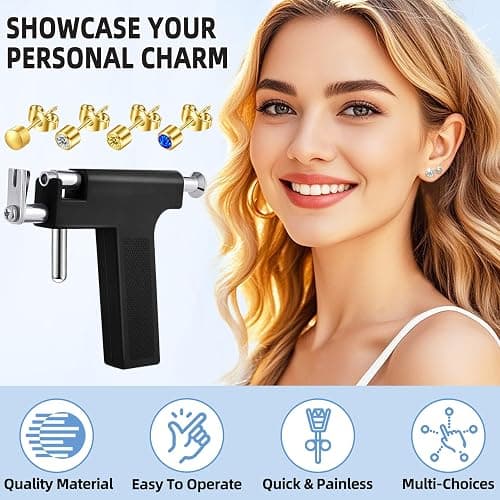 Self Ear Piercing Gun Kit with 18 Pairs of CZ Ear Stud Piercing Tools with Multi-Purpose Ear Gun for Salon and Home Use thumbnail 6