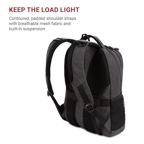 SwissGear 5505 Cecil 16” Laptop Backpack Charcoal – Daily Laptop Bag with Gear Attachment Options – Multiple Organizer Pockets & Padded Shoulder Straps thumbnail 5