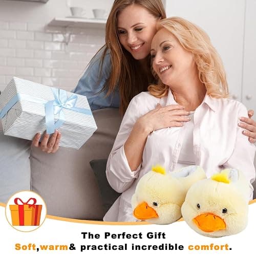 Cute Farm Animal Slippers for Women - Fuzzy Plush Winter Duck Teddy Puppy Dachshund Dog Pig Cow House Shoes with Warm Lining, Non-Slip Sole, Cozy Animal Slippers for Indoor/Outdoor thumbnail 6
