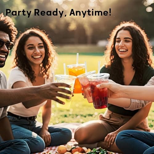 AOZITA 100 Pack 16 oz Clear Plastic Cups with Lids and Straws, Food Safe Disposable Iced Coffee Cups for Cold Beverages, Smoothies, Iced Coffee, Leak-Proof, BPA-Free thumbnail 2
