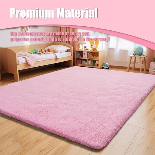 Shag Area Rug for Bedroom 5x8,Pink Fluffy Area Rugs for Living Room,Soft Fuzzy Rug Non-Shedding Indoor Plush Carpet for Kids Bedroom Nursery Dorm Home Decor thumbnail 7
