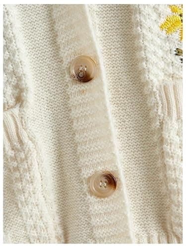 GORGLITTER Women's Chunky Boho Button Up Cute Cardigan Embroideried Fall Trendy 2025 Sweaters Cottage Core Clothes thumbnail 3