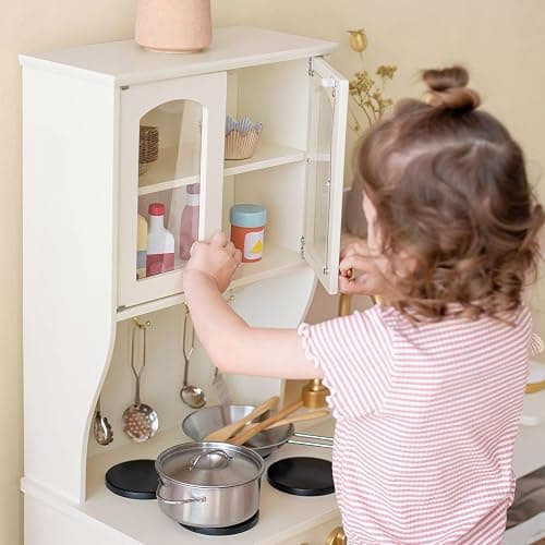 Tiny Land Play Kitchen for Kids with Enhanced Storage – Modern Toddler Kitchen Playset with Stove, Sink & Accessories, Organized Wooden Toy Kitchen, Ideal for Toddlers thumbnail 12
