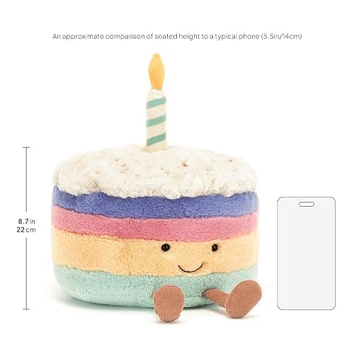 Jellycat Amuseables Rainbow Birthday Cake Stuffed Toy, Large 10 inches - Dessert Plush - Birthday Gift thumbnail 2
