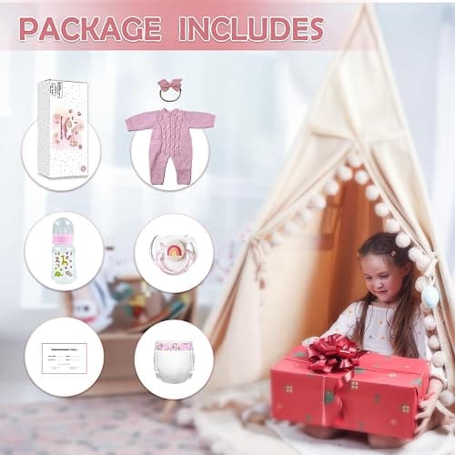 WOOROY Realistic Reborn Baby Dolls Aria, 18-Inch Real Life Newborn Girl | Lifelike Sleeping Doll with Weighted Soft Cloth Body, Hand-rooted Hair, Handmade Gift Toy with Accessories for Kids Age 3+ thumbnail 6