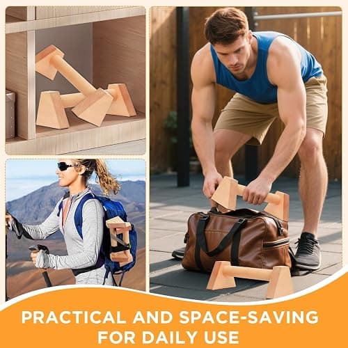 Lot de 2 Poignées de Pompes en Bois 25cm - Parallèles Ergonomiques Antidérapantes Durables - Équipement Callisthénie Intérieur/Extérieur Idéal pour Pompes thumbnail 7