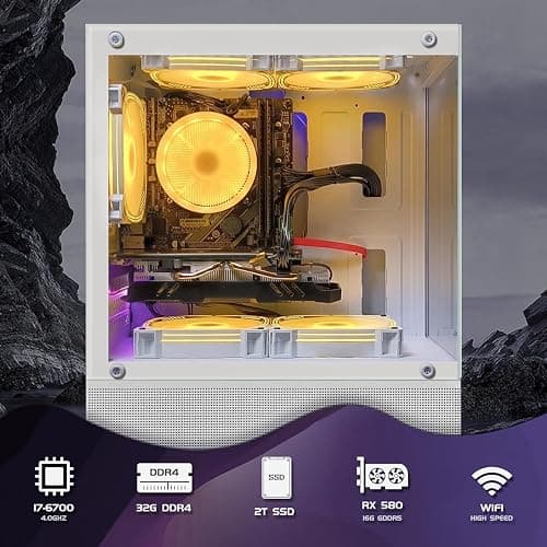 STGAubron Gaming PC Computer Desktop, Intel Core i7-6700 up to 4.0G, 32G DDR4, 2T SSD, Radeon RX 580 16G GDDR5, 600M WiFi, BT 5.0, RGB Fan x3, Windows 10 Home - 6700/RX 580 thumbnail 4