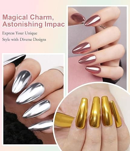 BISHENGYF Gold Chrome Nail Powder: Superspiegel-Nagelglitzer, Metal Holo Cromepulver Nägel Gel Pigment Weiß Aurora Glazed Donut Glassy Pearl Nagelpuder, Silver Nagelkunstsalon DIY Design Dekor(6PCS) thumbnail 2