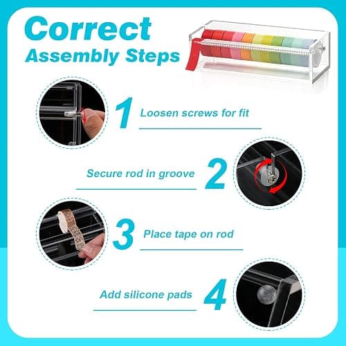 SMAODSGN Acrylic Washi Tape Dispenser Tape Holder Organizer 7 in Sticker Roll Cutter Masking Tape Holder Washi Tape Organizer Cutter Clear Tape Dispenser for Office Home School (Not Include Tape) thumbnail 6