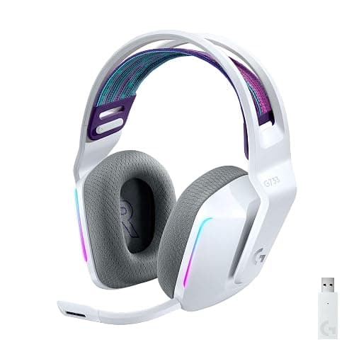 Logitech G733 Lightspeed Wireless Gaming Headset, Suspension Headband, Lightsync RGB, Blue VO!CE Mic, PRO-G Audio – White, Gaming Headset Wireless, PC, PS5, PS4, Switch Compatible - Image 1