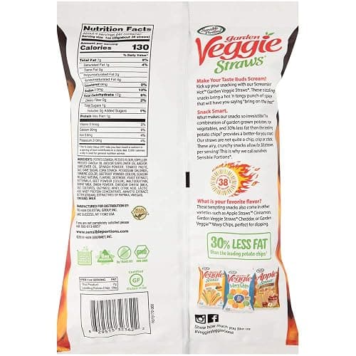 Sensible Portions Garden Veggie Straws, Screamin' Hot, Gluten Free & Non-GMO, 4.25 Ounce (Pack of 12) thumbnail 2