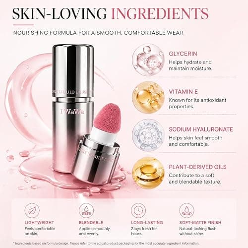 IWAWA Liquid Blush, IWAWA Puffy Liquid Blush – Jelly Texture Cream Blush with Sponge Tip, Matte Nude Buildable Blusher, Lightweight & Silky Feel, Natural Radiant Finish (03 Pink cherry blossoms) thumbnail 3