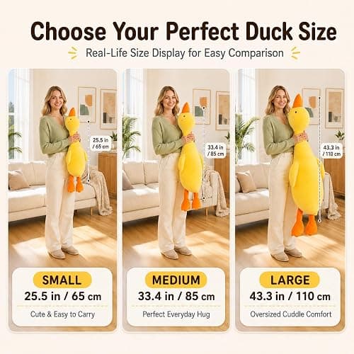 kewo Duck Plush Pillow Stuffed Animal Toy, Cute Giant Goose Plush Duck Stuffed Animal,Super Soft Hugging Pillow for Kids Bedding (Yellow,25.5 in)… thumbnail 3