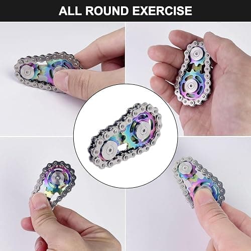 Bike Chain Fidget Toy, Fidget Chain, Chain Fidget Toy, Chain Fidget Spinner, Bike Chain Gears Toy, For Anxiety Relief, Metal Fingertip Spinning Sensory Toy for Adult Kid (Colorful) thumbnail 3