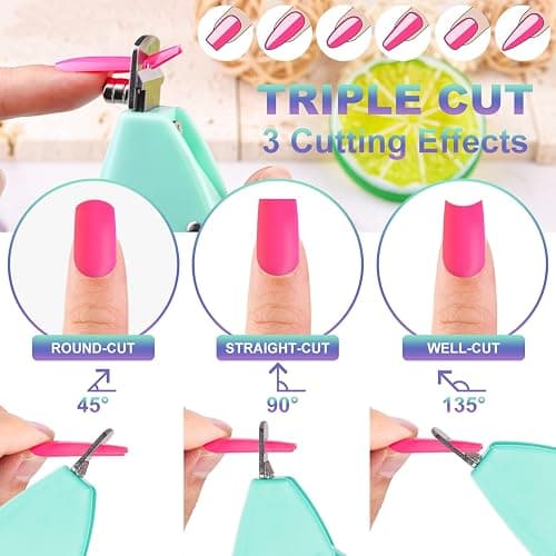 Green Adjustable Nail Clippers with Magnets Sizers for Acrylic Nails, Artificial Fake Nail False Nail Tip Cutter Trimmer Manicure Pedicure Sharp Blade Clip Tool For Salon Home Art Beauty thumbnail 4