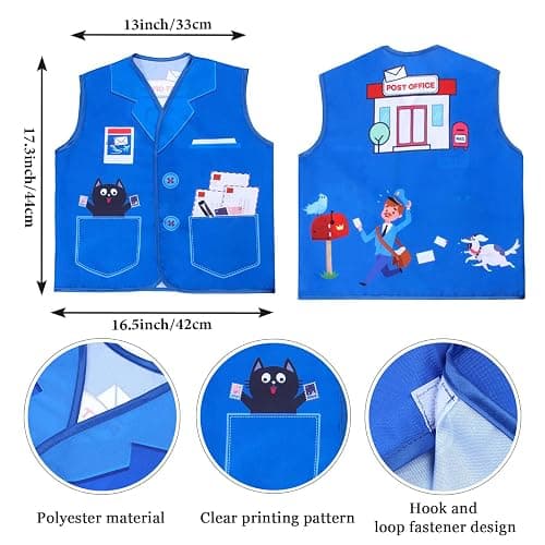 Keymall Kids Mailman Costume Mail Carrier Hat Mr. Postman Canvas Bag Vest Envelopes For Halloween Career Day Postal Costume thumbnail 2