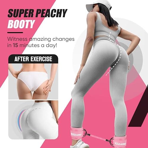 KUZARO Ankle Resistance Bands with Cuffs, Ankle Weights Bands for Working Out, Women Leg and Glutes Workout Equipment, Exercise Bands for Kickbacks, Butt and Booty Trainer, Home Gym Fitness Equipment thumbnail 3