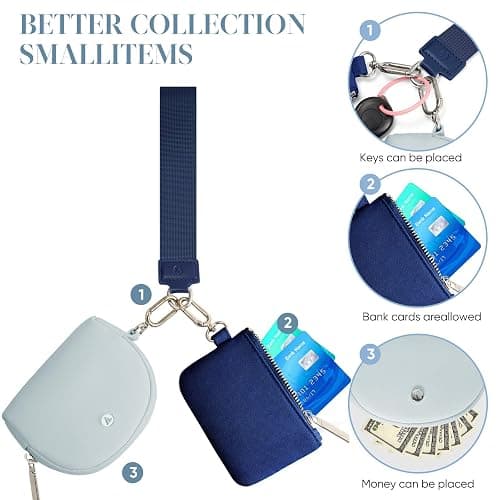 KeyChain Wallet Wristlet Wallets For Women Mini Zip Dual Pouch Wristlet thumbnail 5