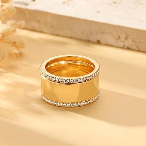 GWH Stackable Rings for Women - 14K Gold Plated Cubic Zirconia Simulated Diamond Oura Stack Rings for Women Size 6-10 thumbnail 6