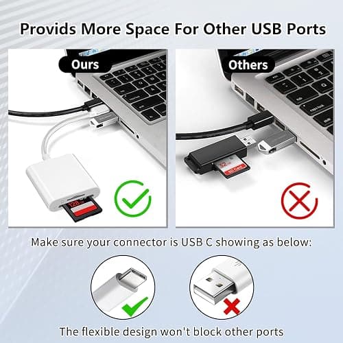 SD Card Reader for iPhone17/16/15,Support SD, Micro SD | USB C Memory Card Reader,Digital Camera Adapter to MacBook/USB-C Laptop thumbnail 5